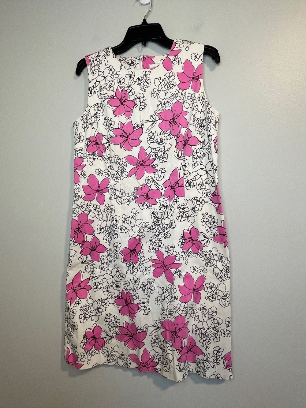 VTG Andrea Viccaro Sleeveless White Mini Dress with Pink Floral Motif